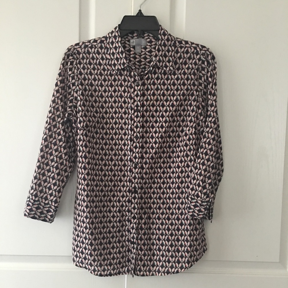 Cute bird print button up- Small